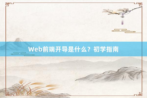 Web前端开导是什么？初学指南